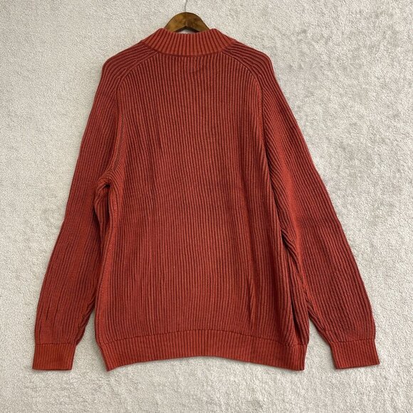 NEW Lands' End Drifter Men's XL Rust Red Cotton Sweater Ribbed Knit Pullover - Picture 4 of 12